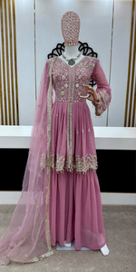 Indian & Pakistan Clothing Gharara Designs Punjabi Girl Sexy Beautiful Salwar Suit <b>Neck</b> Designs Sarara Woman Dress Wholesale - Product Image 4