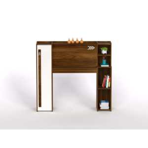 Mesa de estudio Walden de madera de arce marrón y blanca con estantería - Product Image 5