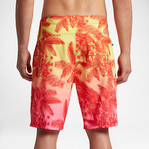 Shorts de bain pour hommes, solides, à séchage rapide, coupe-vent, écologiques, avec taille élastique, dégradé jaune-rouge, pour le surf - Product Image 3