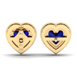 REYES Wholesale Price 14K <b>Gold</b> Moissanite Stud <b>Earrings</b> Heart Cut 1.5 Carat Blue <b>Sapphire</b> Gemstone Jewelry Anniversary Gifts - Product Image 4