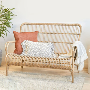 Sillón de ratán estilo mediados de siglo, sillas de descanso de caña natural sostenible, sofás para sala de estar - Product Image 1