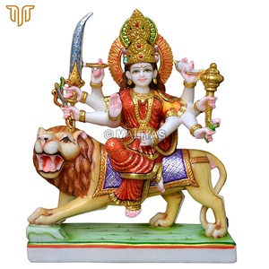 Handcrafted Marble Durga Mata Statue on Lion | Premium White Marble Durga Maa Murti for Temple by MALIYAS Jaipur India - Product Image 2