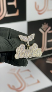 Collier pendentif personnalisé avec nom en écriture cursive, tendance, serti de moissanite LULU, en argent sterling 925, bijoux pour rappeurs - Product Image 6