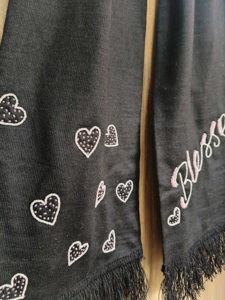 Women's Long Wool Scarf Black Floral <b>Embroidered</b> Rose Pattern Winter <b>Shawl</b> With Fringe Edge Durable Daily Wear - Product Image 4