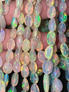 Ópalos blancos etíopes naturales de alto brillo, cuentas lisas de 5*7mm a 8*13mm, en hebras para la fabricación de joyería, al por mayor. - Product Image 5