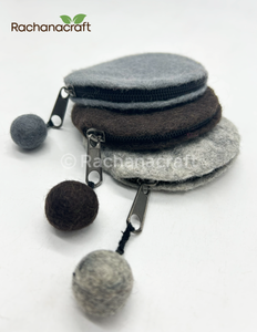 Handmade 100% Wool Felt Round Coin <b>Purse</b> Eco-Friendly Zippered <b>Small</b> Pouch Change Holder Sustainable Felted Mini Wallet for Gift - Product Image 2