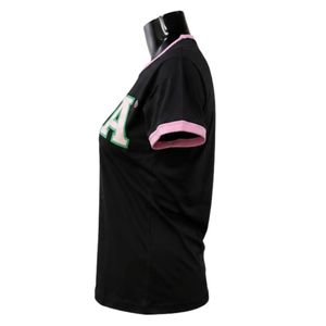 <b>Black</b> Pink Ringer T <b>Shirt</b> <b>Women</b> Short Sleeve Contrast Trim Tee Casual Fashion Top Streetwear Apparel Stylish Ladies Wholesale - Product Image 4