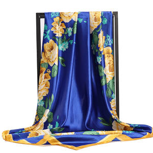 90cmゴールド & ピンクペイズリーシルクスカーフボヘミアン柄スクエアサテン感じショール女性用 - Product Image 6