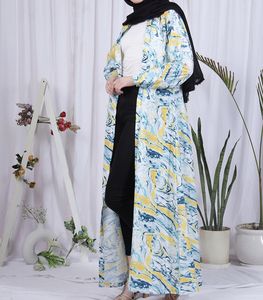 Abaya moderne 2026, nouveau style, robe islamique modeste, vêtement musulman, robe longue ouverte sur le devant pour femmes, polyester, col en V floral - Product Image 4