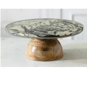 Golden Metal Top Eco-friendly Solid Wooden Cake Stand Birthday Cake and Sweet Server For Home Hotel Restaurant Decor - Product Image 5