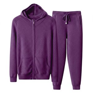 Ensemble de survêtement décontracté pour homme en coton épais, délavé à l'acide, respirant, avec sweat à capuche et pantalon évasé brodé, style streetwear vintage - Product Image 6