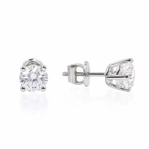 Women's 2 CT White Round Moissanite <b>Stud</b> Earrings 6.5MM VVS Clarity 925 <b>Sterling</b> <b>Silver</b> Wedding Hiphop Style - Product Image 2