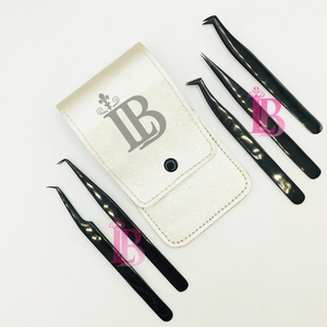 Pinces à cils en acier inoxydable de fabrication japonaise, manche lisse et antidérapant, pinces à extensions de cils, couleur plasma noire de qualité supérieure - Product Image 5