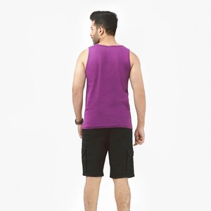 AULTRA ONE ENTERPRISES Débardeur sans manches col rond pour homme, rayures bordeaux et blanches au dos, imprimé 3D, séchage rapide, respirant, 100 % coton - Product Image 3
