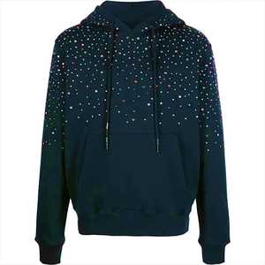 Sweat-shirts à strass, fabrication OEM, sweat-shirt en molleton de coton avec design en pierres brillantes, personnalisation de la marque disponible - Product Image 4