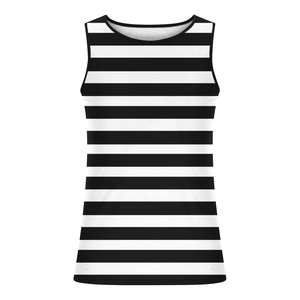 Último Diseño Personalizado, Camiseta sin Mangas con Cuello Redondo a Rayas Blancas y Negras para Hombre, Estilo Informal de Punto, Prenda de Verano - Product Image 4