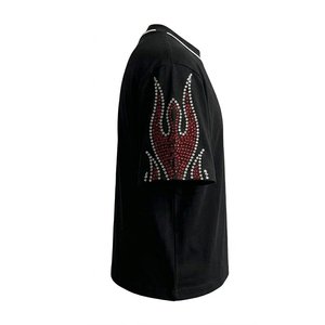 T-shirt surdimensionné à épaules tombantes pour hommes, en coton uni, avec strass de haute qualité, impression de logo personnalisée, vente en gros, vêtements pour hommes - Product Image 4