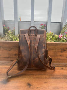 Nouveau sac à dos de luxe en cuir marron de créateur fait à la main en cuir crunch complet sac à dos élégant sac à dos sac - Product Image 5