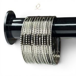Versatile Fashion Stainless Steel Silver Plated Premium <b>Crystal</b> Bangles Set for Women Indian Wedding Trendy Jewelry Wholesale - Product Image 3