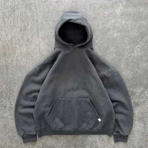 Sudadera con Capucha Extra Grande para Hombre, Color Sólido, Algodón French Terry, Estilo Casual, Corte Regular, Diseño con Bolsillos, Estilo Otoñal - Product Image 5