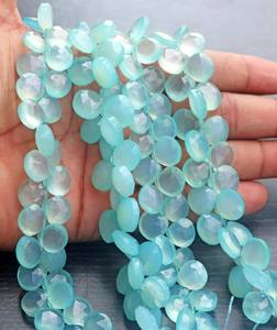 ลูกปัดหินแคลเซโดนีสีน้ำทะเลธรรมชาติทรงหัวใจเจียระไน ร้อยเป็นเส้น สำหรับทำเครื่องประดับ ขายส่ง - Product Image 2