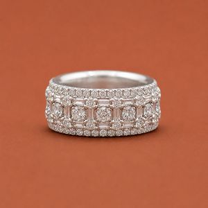 Moissanite Eternity 925 <b>Sterling</b> <b>Silver</b> Band Luxury Fine Jewelry Engagement Style <b>Ring</b> <b>Mens</b> - Product Image 1