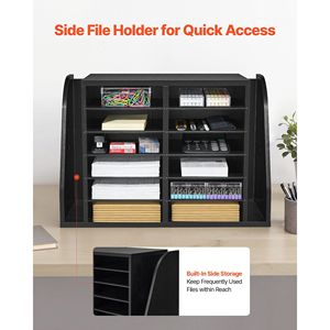 Organizzatore da Scrivania in Legno a 12 Scomparti, Portaoggetti Verticale per Ufficio in Truciolato, Organizzatore da Tavolo e Cassetti - Product Image 3