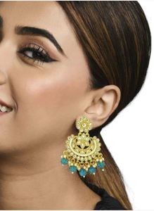 Pendientes Colgantes de Cristal con Imitación de Perlas, Diseño Geométrico Étnico, Chapados en Plata, para Mujer - Product Image 2