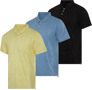 Chemises Polo pour Hommes, Chemises Polo Mode, Couleurs Unies, Manches Courtes, Chemises Polo d'été, T-shirt Casual pour Hommes, Coupe Classique, Jaune, Bleu - Product Image 1