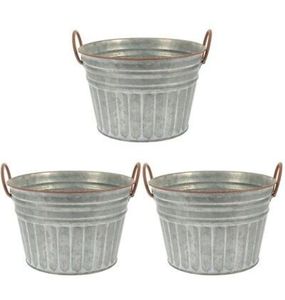Juego de macetas rústicas de metal con asas de anillo para jardín, macetas decorativas para uso en interiores y exteriores - Product Image 4