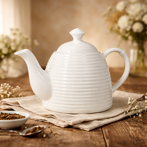 Théière côtelée de luxe avec bec verseur de précision, poignée confortable, design isotherme, idéale pour le service du thé moderne - Product Image 1