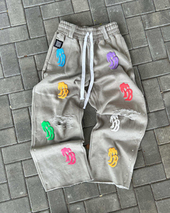 Pantalones Unisex de Moda Urbana para Hombre, Diseño Personalizado 2026, con Estampado Puff, Lavado Ácido, Vintage y Pedrería - Product Image 3
