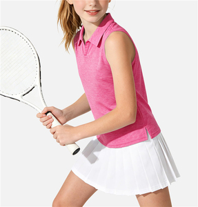 T-shirts sans manches pour filles, uniforme scolaire rose, design personnalisé, polyester, spandex, polos de tennis et de golf - Product Image 3
