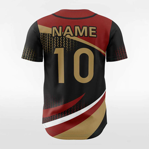 เสื้อเบสบอล XTEAMWEAR แบบสั่งทำพิเศษ ลายพิมพ์แบบ Sublimated สีดำ แดง ทอง สำหรับผู้ใหญ่ แขนสั้น ระบายเหงื่อได้ดี ใส่ได้ทุกฤดู - Product Image 4