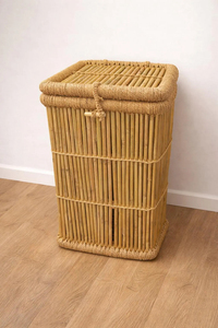 Handmade Bamboo Laundry <b>Hamper</b> Tall Rattan Clothes Storage with Lid Eco Friendly Woven <b>Basket</b> OEM Supplier Vietnam - Product Image 4