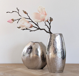 Luxury Hammered Aluminum Flower <b>Vase</b> <b>Set</b> Modern Metallic Silver Finish Wedding Decorative Table Centerpiece Eco-Friendly - Product Image 2