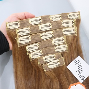 Meilleur vendeur Extensions de cheveux humains 100% de haute qualité Clip Ins Extension de cheveux naturels droits à clip - Product Image 5