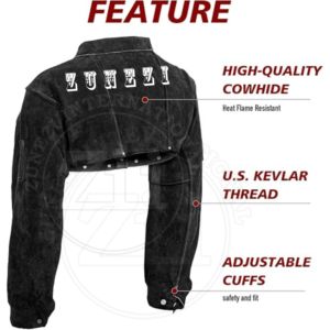 เสื้อแจ็คเก็ตเชื่อมสำหรับผู้ชาย ป้องกันความร้อน 300C-500C พร้อมชุดป้องกันไอระเหย ตะเข็บเชื่อมป้องกันไอระเหย ชุดป้องกันความปลอดภัยแบบปกติ - Product Image 2