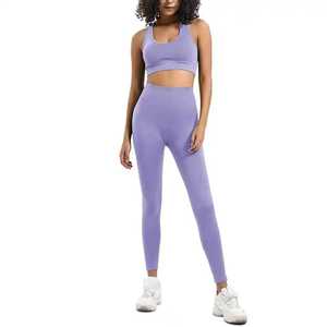 Ensemble 2 pièces de sport et yoga pour femme : soutien-gorge et leggings assortis, écologique, léger, respirant, séchage rapide, Spandex/Polyester, OEM - Product Image 1