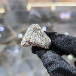 Custom 925 <b>Silver</b> Gold Plated Moissanite <b>Cross</b> <b>Ring</b> with Prong Setting Micro Insert Unisex Hip Hop Jewelry for Party Wedding - Product Image 2