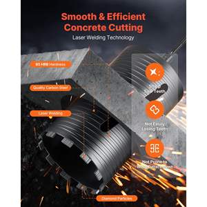 Foret diamanté à noyau sec de 6 pouces de diamètre, profondeur de perçage de 9-1/2 pouces, filetage interne 5/8-11, modèle 3 pour maçonnerie et béton - Product Image 6