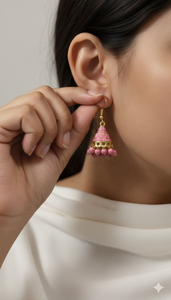 ต่างหู jhumki สำหรับผู้หญิงและเด็กผู้หญิง meenakari ทำมือหลากสี jhumka humjki ต่างหูสำหรับผู้หญิง - Product Image 2