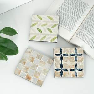 Posavasos Redondos Clásicos de Lujo con Mosaico de Madreperla, Acabado de Concha Natural Pulida, Resistentes al Calor, para Tazas de Café y Té - Product Image 4