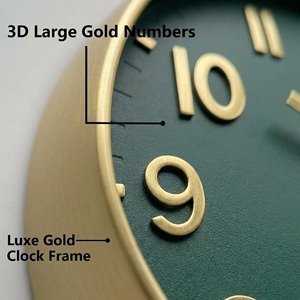 Horloge murale de luxe verte et dorée pour la décoration intérieure et les espaces commerciaux, ajoute une touche de style riche, vente en gros depuis l'Inde - Product Image 2