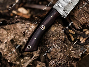 มีดแค้มปิ้งกลางแจ้งใบตายเหล็กดามัสกัสสุดหรู ขนาด 8 นิ้ว - ด้ามไม้พะยูงตามหลักสรีรศาสตร์ คมกริบ พร้อมปลอกหนังอเนกประสงค์ - Product Image 6