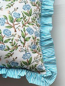 Vintage Floral Cotton Raffle Cushion Covers Bohemian <b>Throw</b> <b>Pillows</b> Handprinted Boho Trim Sofa Bed <b>Pillow</b> Cover Indian Cushion - Product Image 3