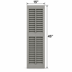 Volets en bois massif gris, panneaux de fenêtre à lamelles traditionnels pour la maison et le bureau - Product Image 2