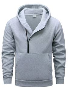 Best Selling Winter Season Plus Size Men's Knitted Printed Regular Fit Half <b>Zip</b> Hoodies Customized Design Stylish 100% Cotton - Product Image 2