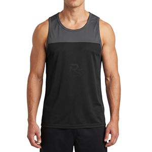 Camiseta sin mangas para hombre de estilo de contraste de dos colores, tela premium suave y transpirable, corte ajustado, camisetas sin mangas para entrenamiento. - Product Image 1