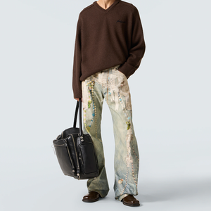 Pantalones Vaqueros Asimétricos de Hombre Paul con Pierna Ancha, Estampados, de Talle Alto, de Moda, Unisex, Casuales, Desgastados - Product Image 2